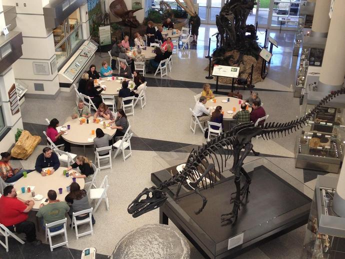 Staff held a retirement luncheon inside the Hall of Ancient Life this afternoon to honor Dr