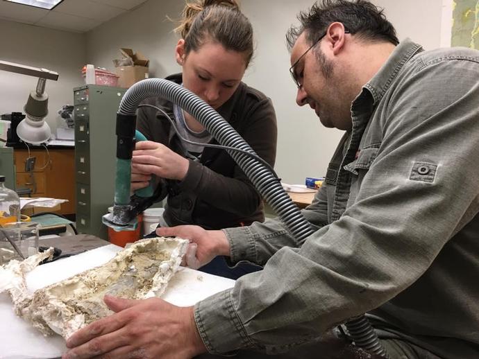 VMNH paleontologists Alex Hastings and Ray Vodden made the trip back to Lynchburg College today ...