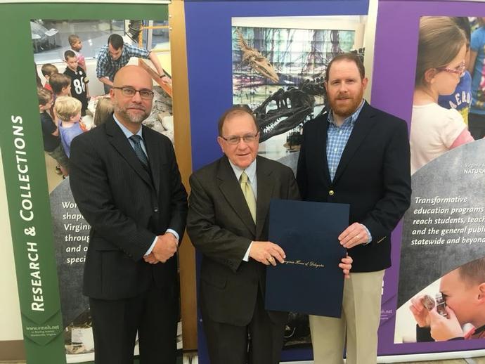 Delegate Les Adams (right) presented a resolution by the Virginia House of Delegates honoring ...