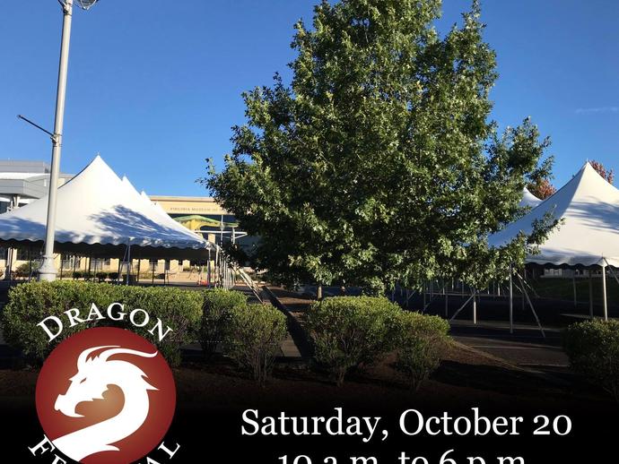 The expanse of massive tents is up and ready to go for this Saturday's Dragon Festival from 10 a