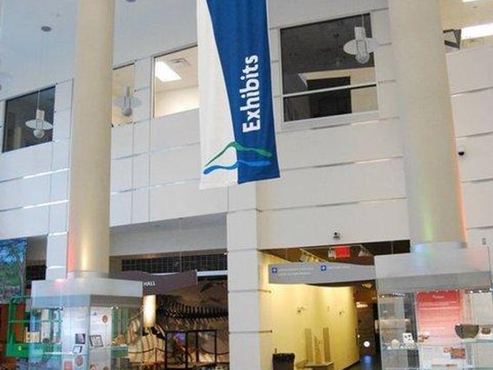 The first of several banners was hung today, August 17, 2010, in The Harvest Foundation Great Hall