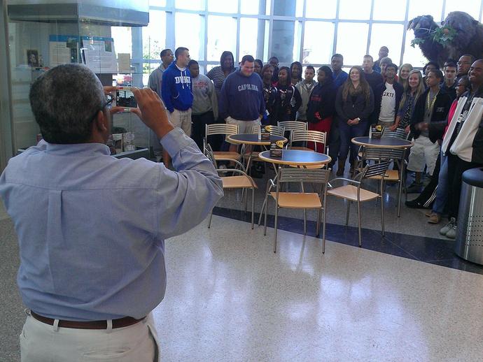 Sammy Redd of New College Institute brought his science and engineering class to VMNH to learn ...