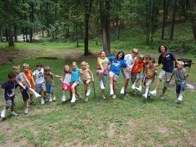 Children have fun picking up seeds with their feet during a 2011 VMNH Summer Camp