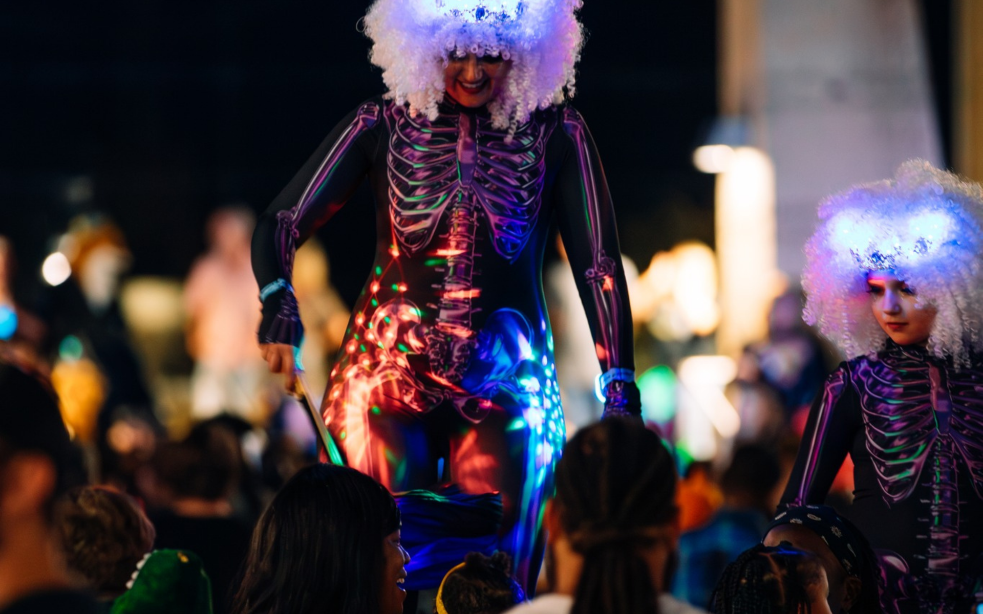 Stilt walkers always add to the fun at Bonez & Booz!
