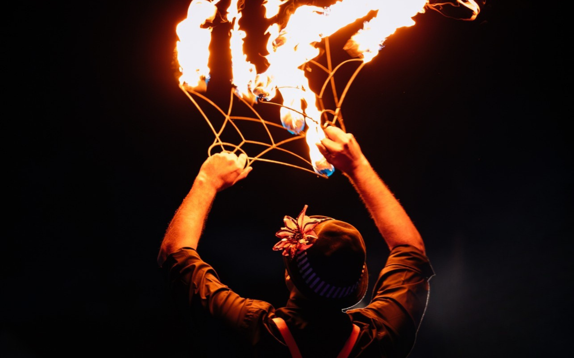 Fire performers are always a hit at Bonez & Booz!